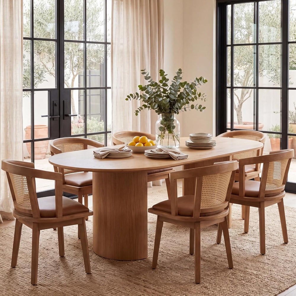 EALSON Rattan Mid Century Dining Chairs Set of 4 Modern Farmhouse Wooden Dini...