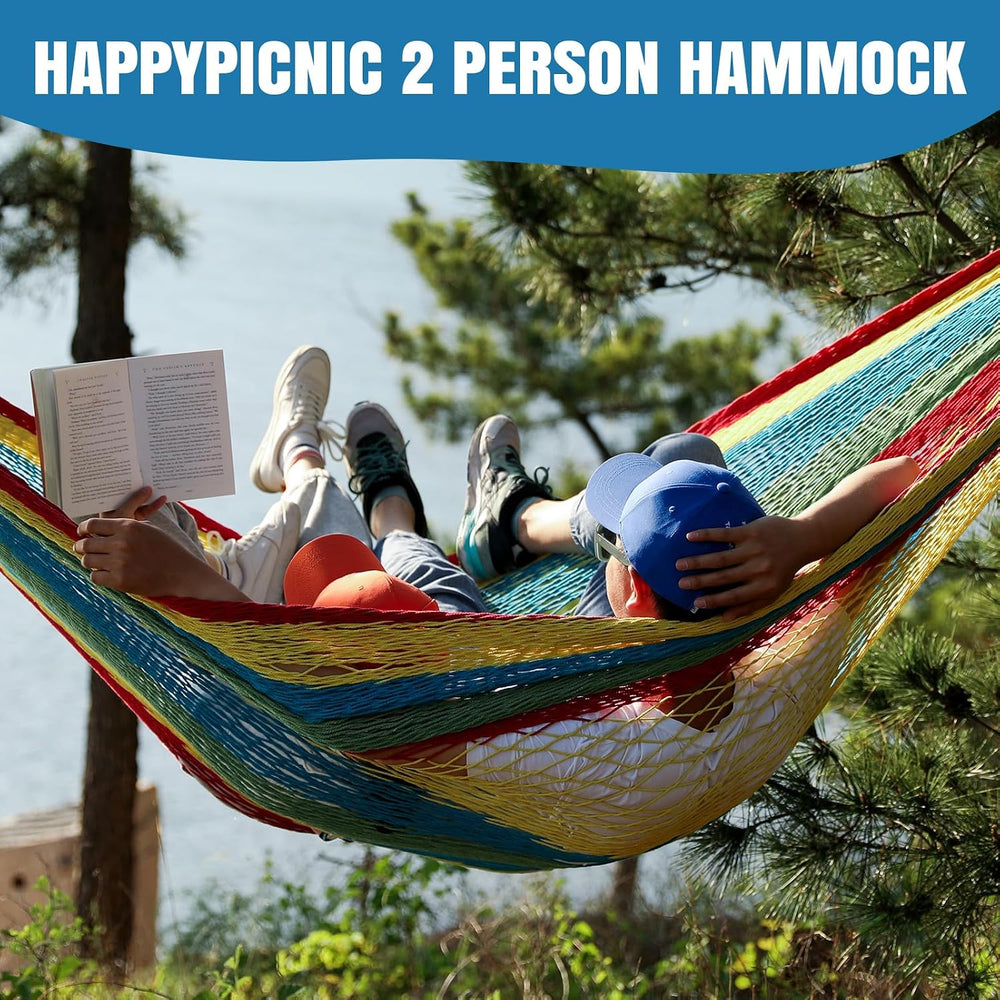 HappyPicnic Handwoven Mayan Hammock, Portable Family Hammock with Carry Bag