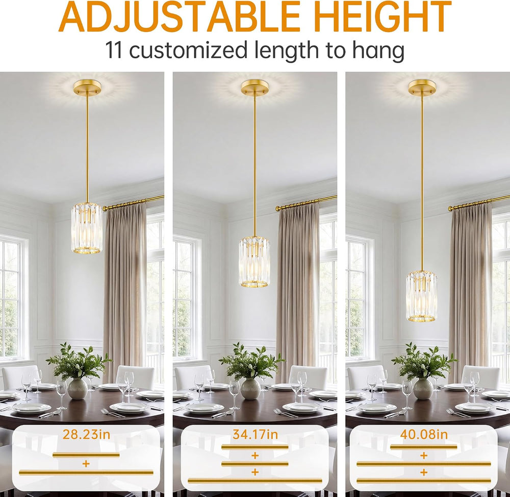 Gold Pendant Light, Modern Crystal Pendant Lights Kitchen Island, Kitchen Isl...