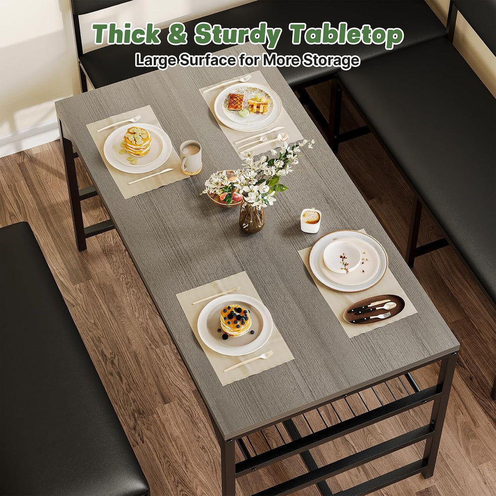 Concho Corner Dining Table Set with Soft Seat, Warm Grey
