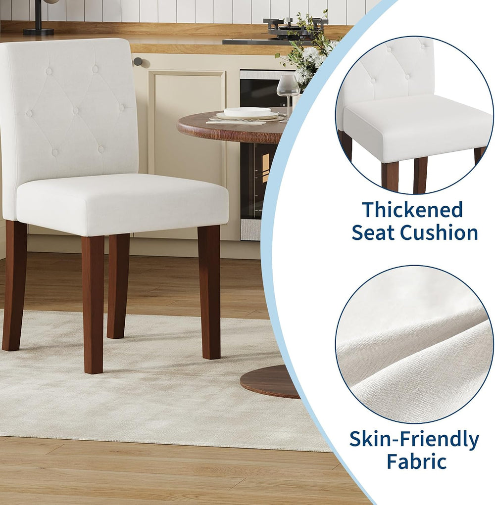 Garvee Upholstered Dining Chairs Set of 4, Fabric Kitchen Chairs, White