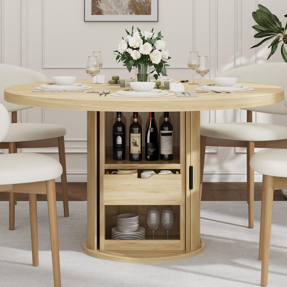 IDEALHOUSE 47" Round Dining Table for 4-6, Modern Farmhouse Kitchen Table