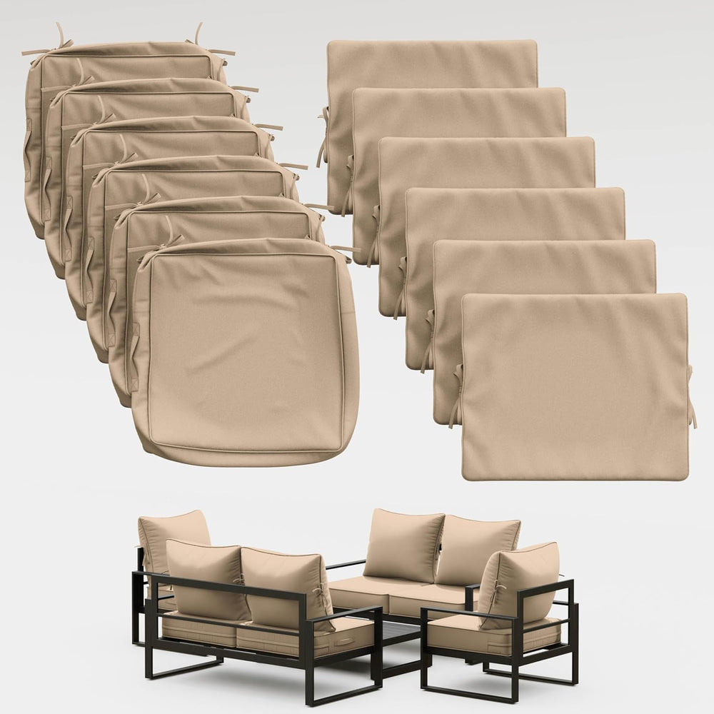 Thick Outdoor Back&Seat Cushion Covers 19×19×3in 12Pcs for Patio Furnitur...