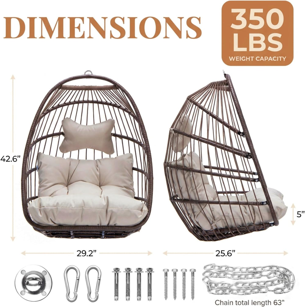 RADIATA Outdoor Hanging Egg Chair Without Stand, Wicker Swing Chair