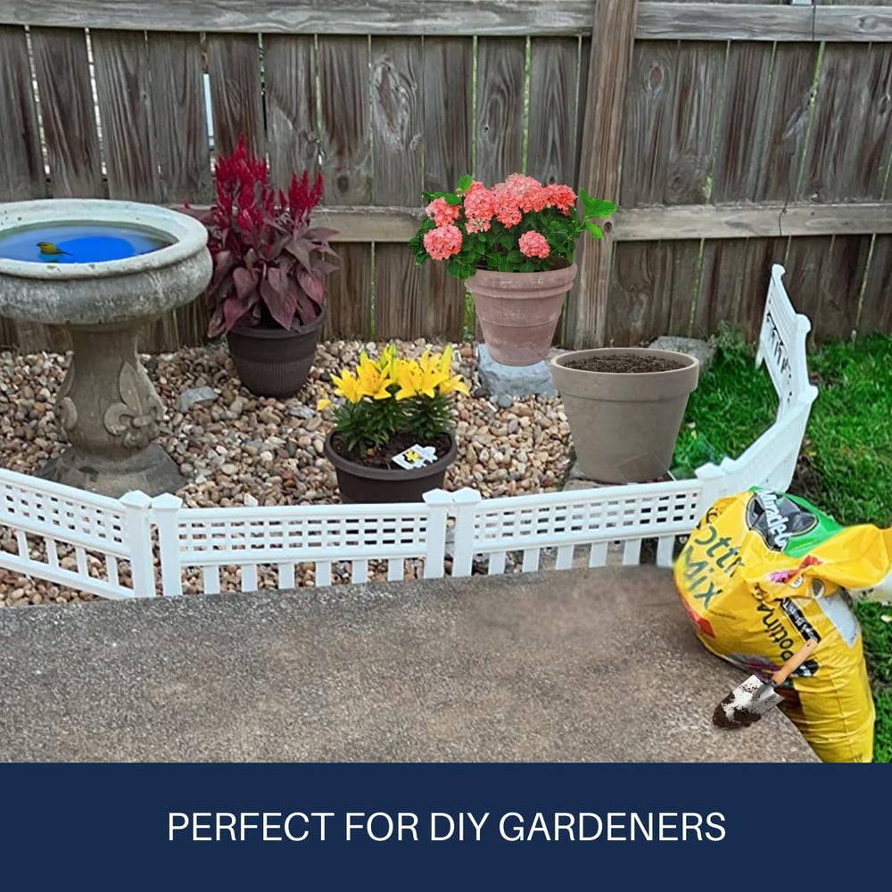 SkyMall 8-Piece Solar Garden Border Fence with Corner Posts, White Decorative...