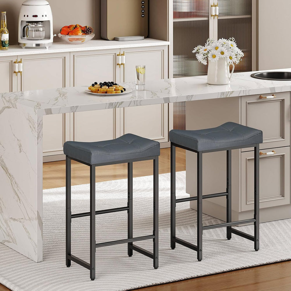 HOOBRO Barstools,25.4" Saddle Stools with PU Upholstery, Counter Height ...