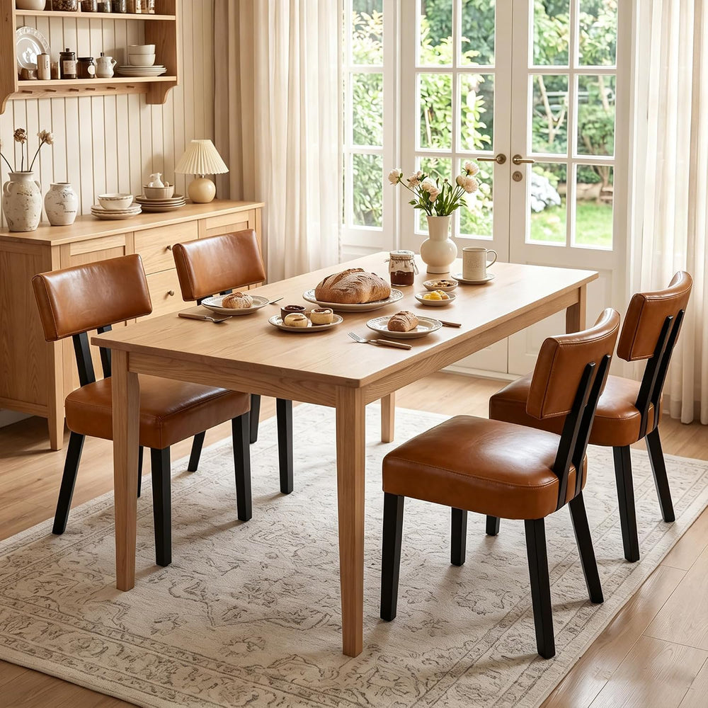 GOTMINSI Mid Century Modern Dining Chairs,PU Leather Farmhouse Upholstered Ki...