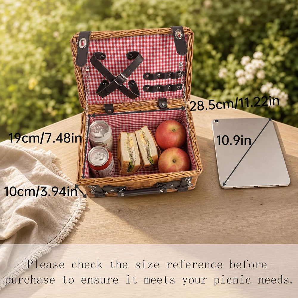 Picnic Basket Set for 2, Wicker Picnic Baskets with Waterproof Blanket and Cu...