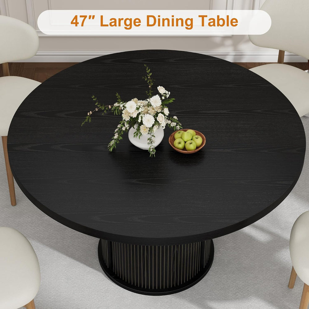 IDEALHOUSE 47" Round Dining Table for 4-6, Modern Farmhouse Kitchen Table