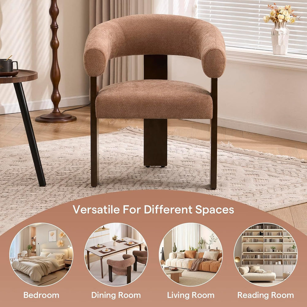 Modern Accent Chair, Barrel Armchair, U-Shaped Backrest, Brown