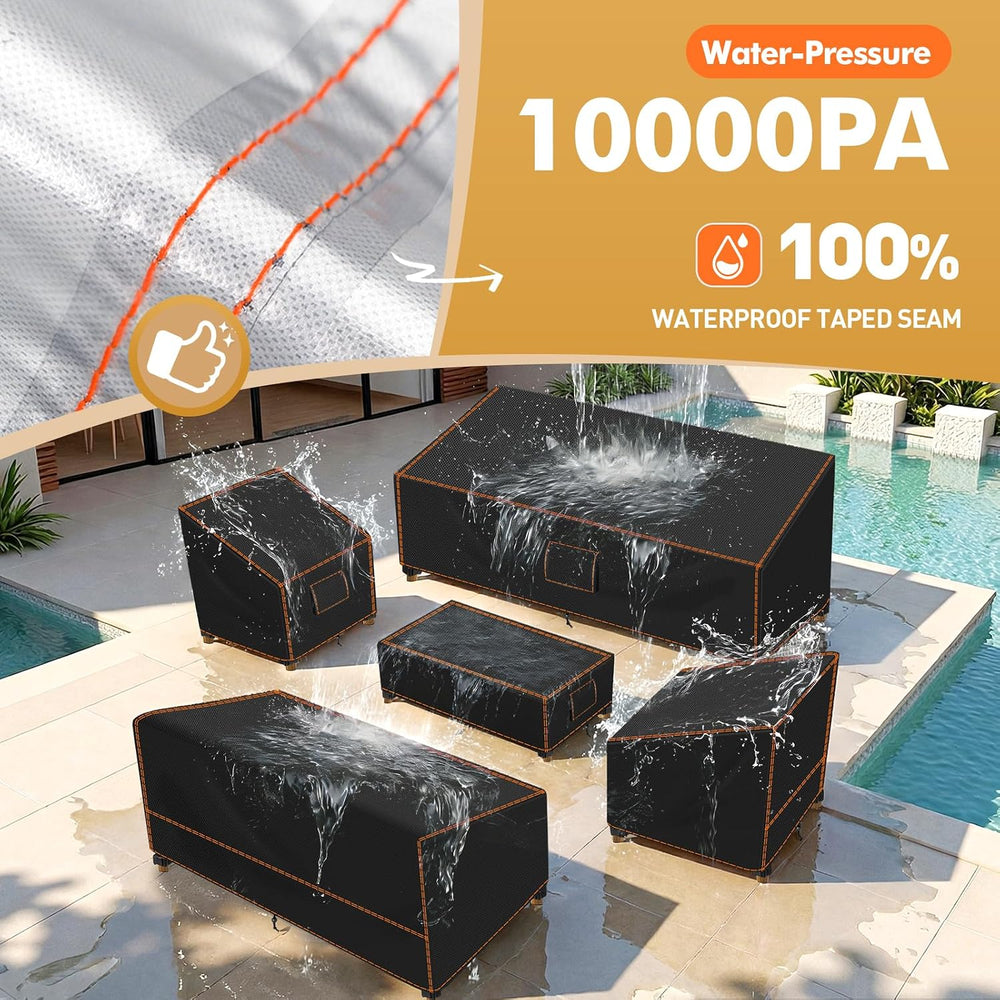 Patio Furniture Set Covers for Outdoor Waterproof 5 Piece, XX-Large, Black