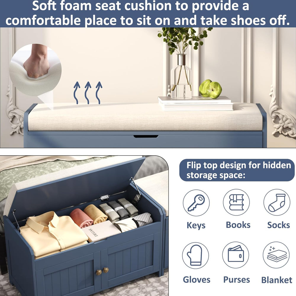 HOMEFORT 30" Shoe Bench with Lift Top Storage, Entryway Bench with Cushi...