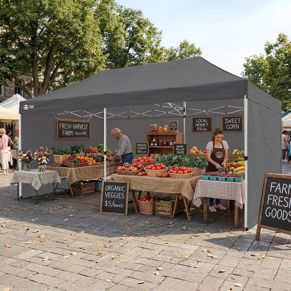 CROWN SHADES 10x20 Pop Up Canopy Tent, Event Shelter, Gray