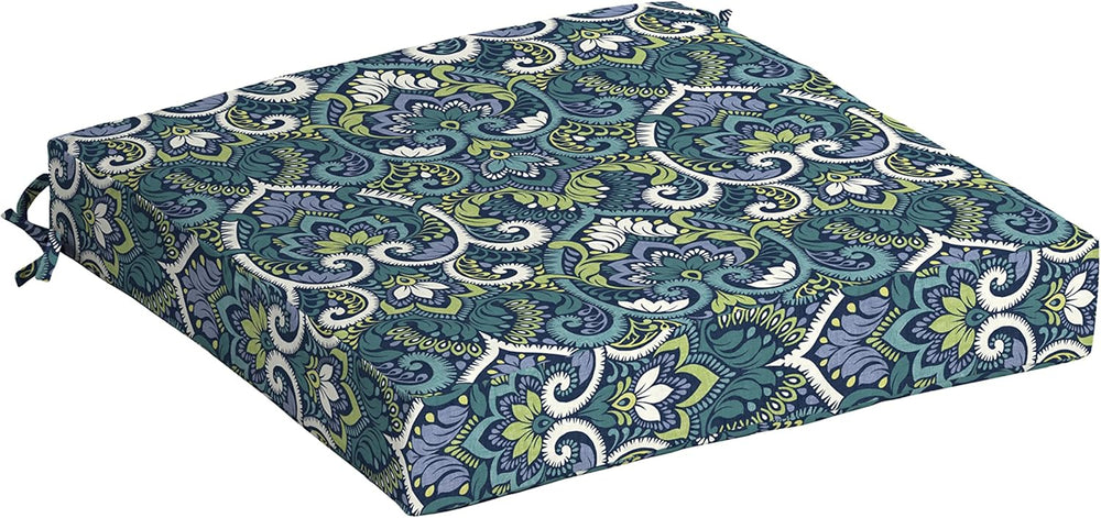Arden Outdoor Seat Pad Chair Cushion, 21x21, Blue Damask