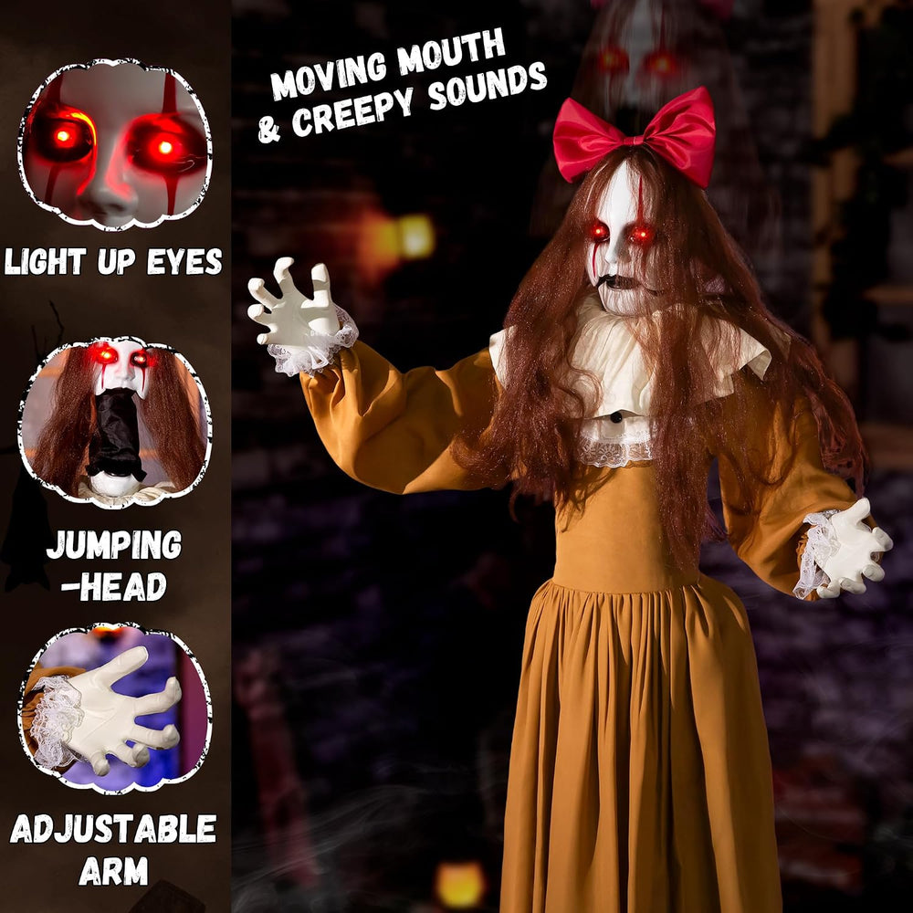 Halloween Animatronics Decorations, 6FT Animated Lifesize Scary Haunted Jumps...