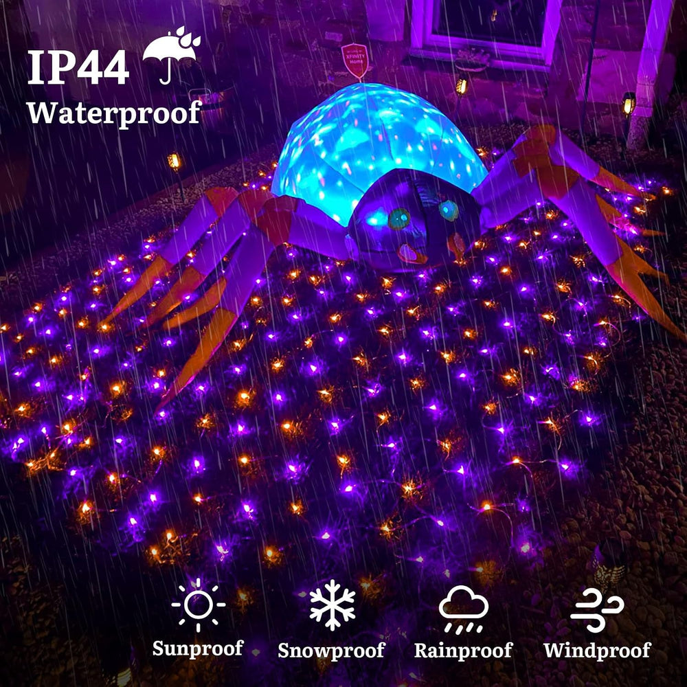 Halloween Net Lights Outdoor Mesh Lights Orange and Purple 12*5ft