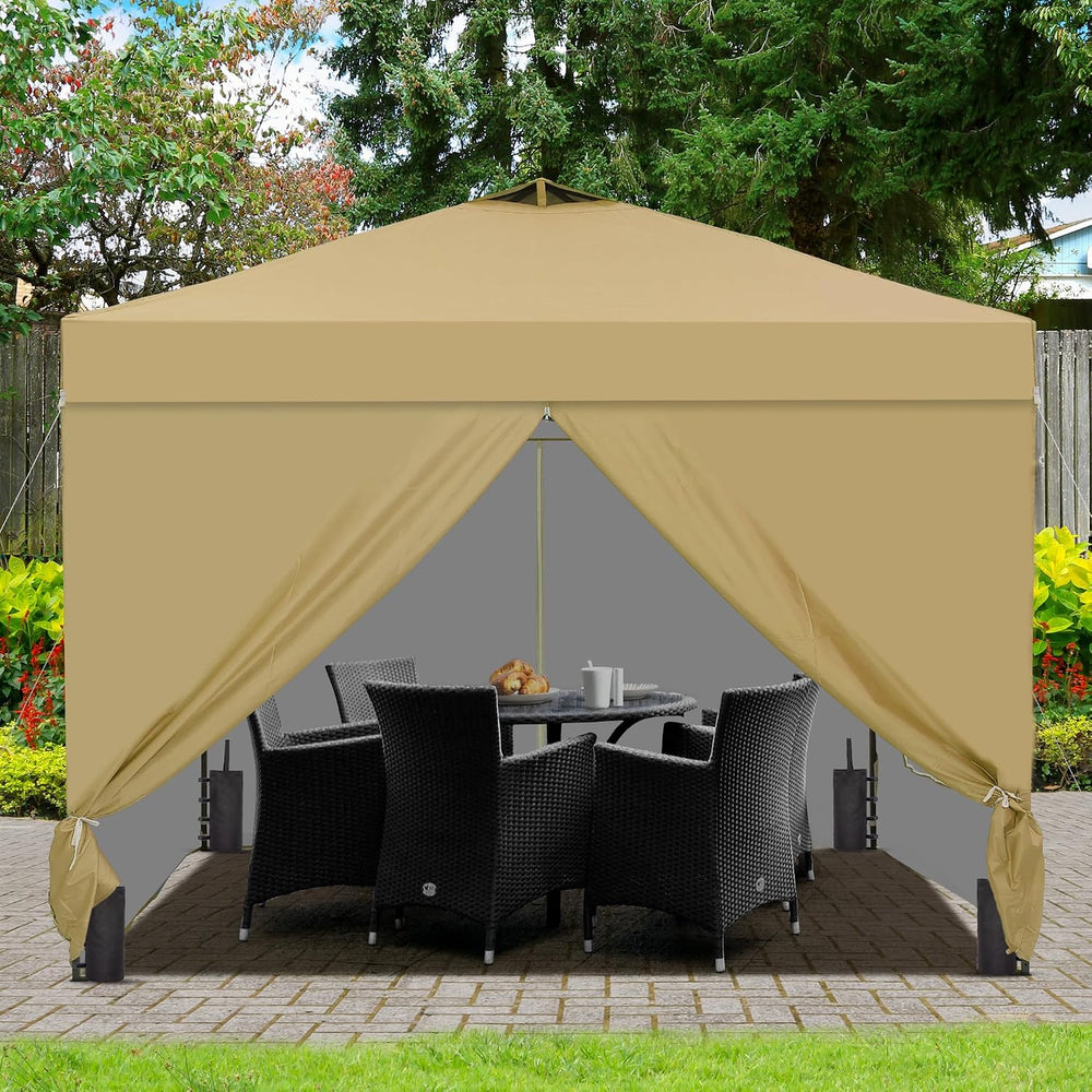 GDY 10x10 Pop Up Canopy Tent with 4 Sidewalls, Easy Set up, Outdoor Silver Co...