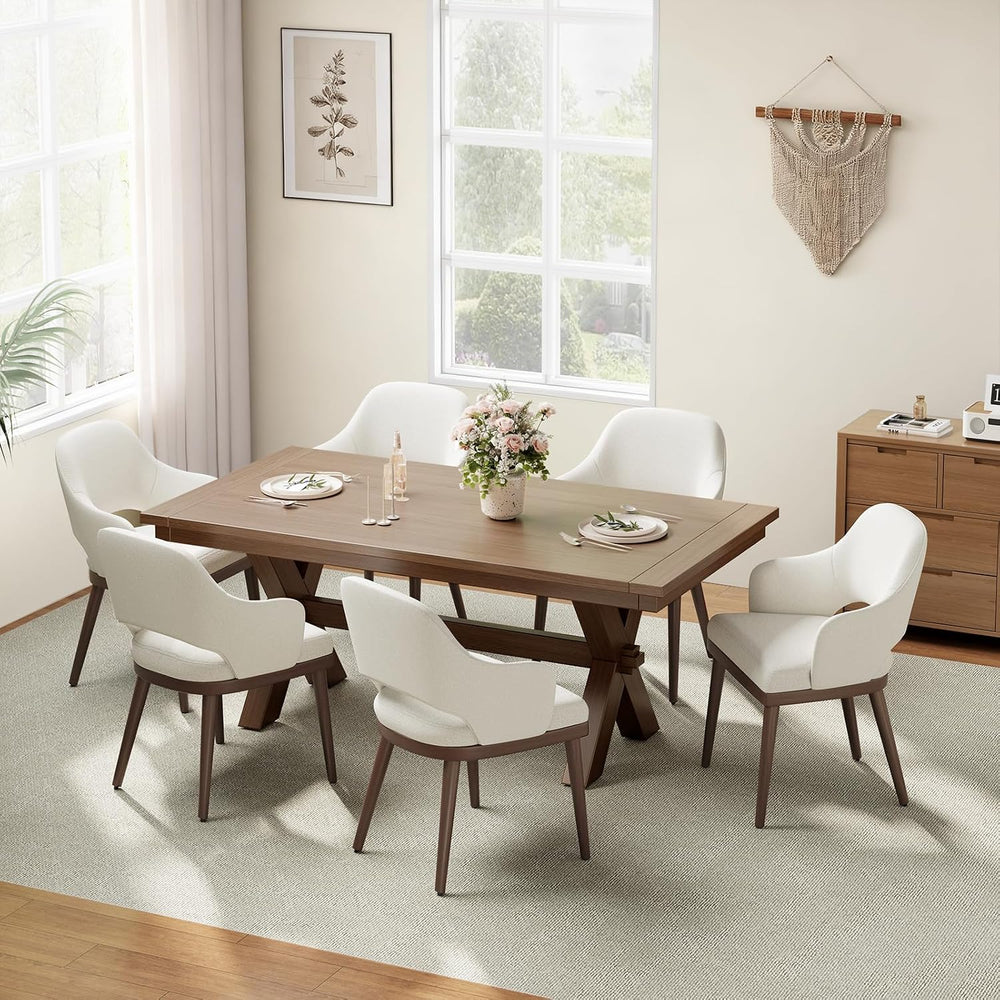 MALOL Wooden Dining Chairs Set of 6, Modern Fabric Upholstered Dining Room Ch...