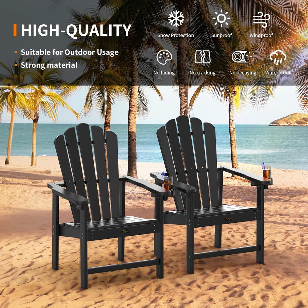 VINGLI Plastic Folding Adirondack Chair with Cup Holder, 100% Recyclable HDPE...