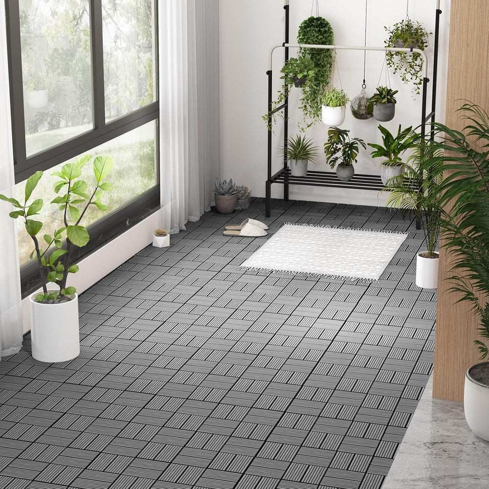 GIANTEX 18 PCS Interlocking Deck Tiles, 12" x 12" Composite Decking...