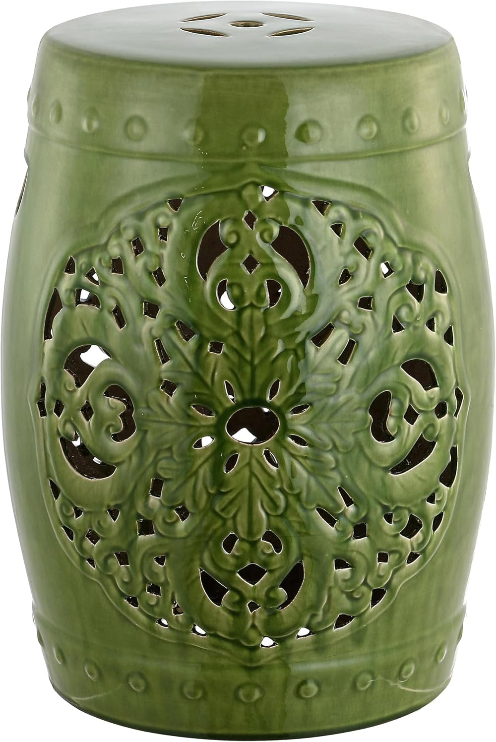 SAFAVIEH Furniture - Flora Decorative Garden Stool - Spring Green - Ceramic -...