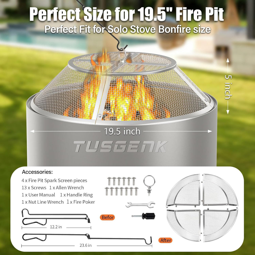 Fire Pit Spark Screen for Solo Stove Bonfire, 19.5 Inch