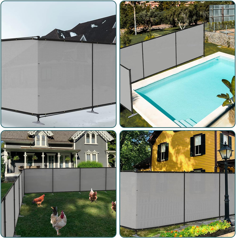 ECOOPTS Privacy Fence Set with Poles and Rails Ground Spikes Fence Kit for Ya...