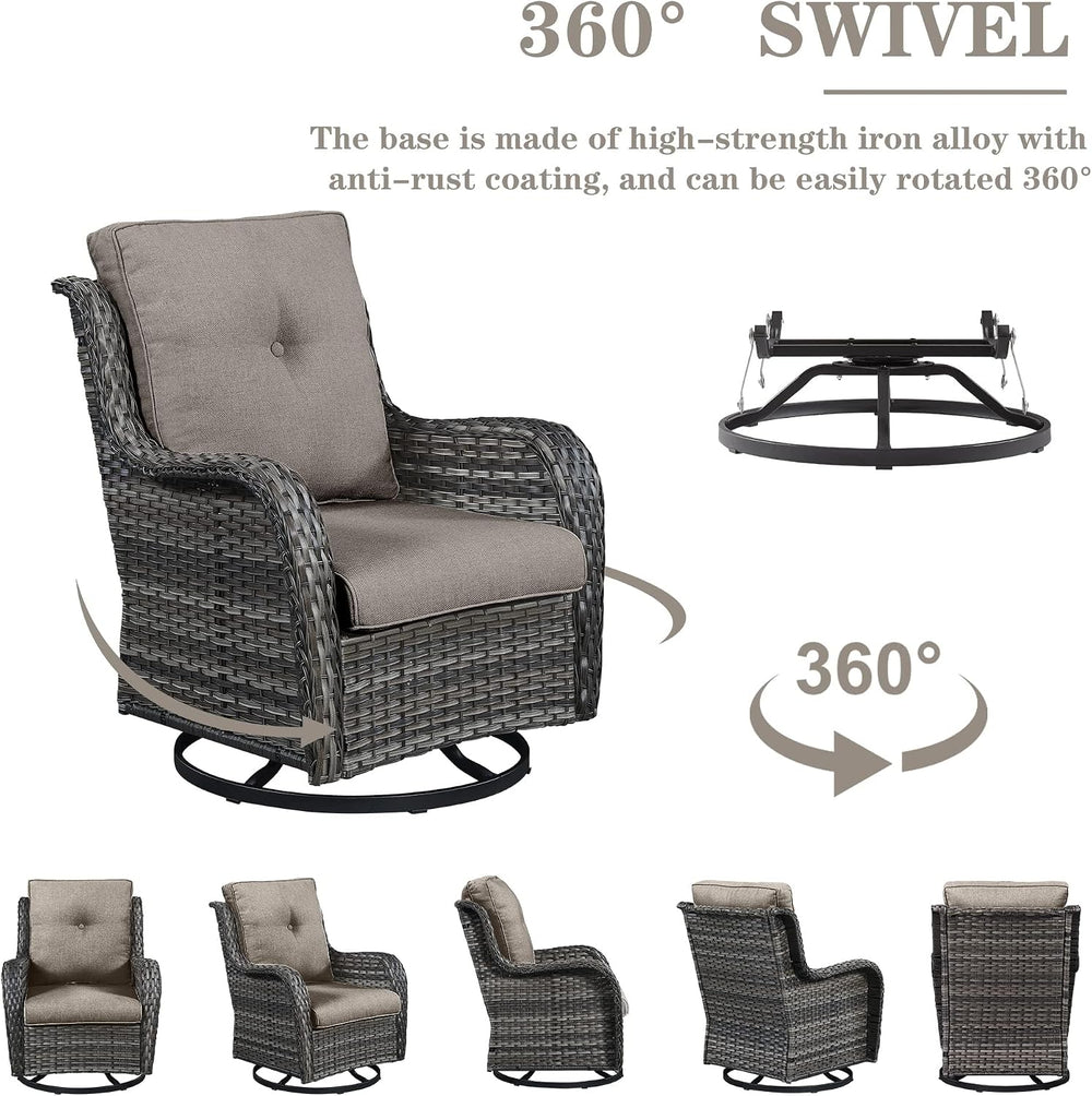 Belord 4 Piece Patio Wicker Furniture Set, Outdoor Swivel Rocker Chairs, All ...