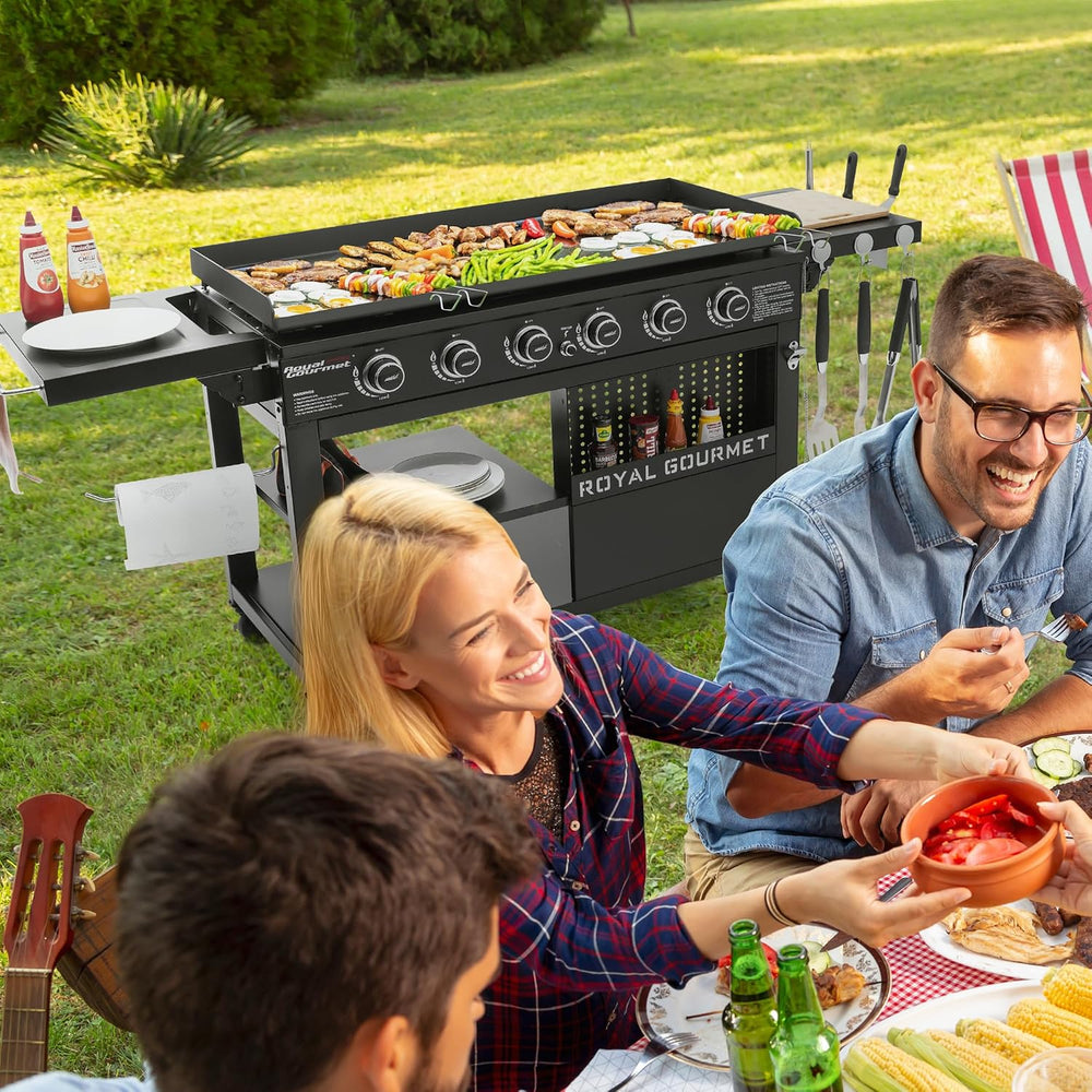 Royal Gourmet GB6000 6 Burner Propane Gas Griddle with Folding Side Tables