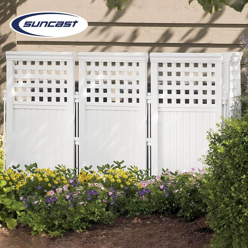 Suncast 4-Panel Outdoor Screen Enclosure - Freestanding Wicker Resin Reversib...