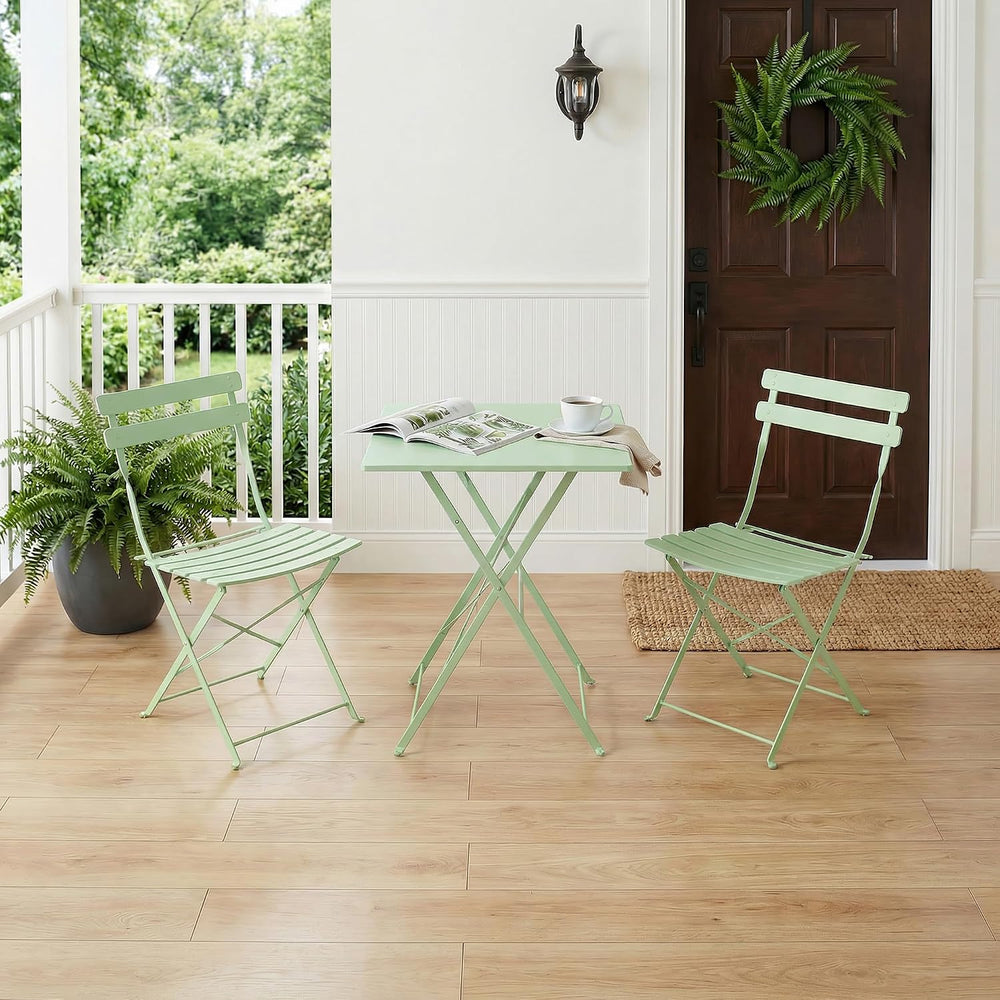 3 Piece Patio Bistro Set, Outdoor Folding Bistro Table and Chairs Set of 2