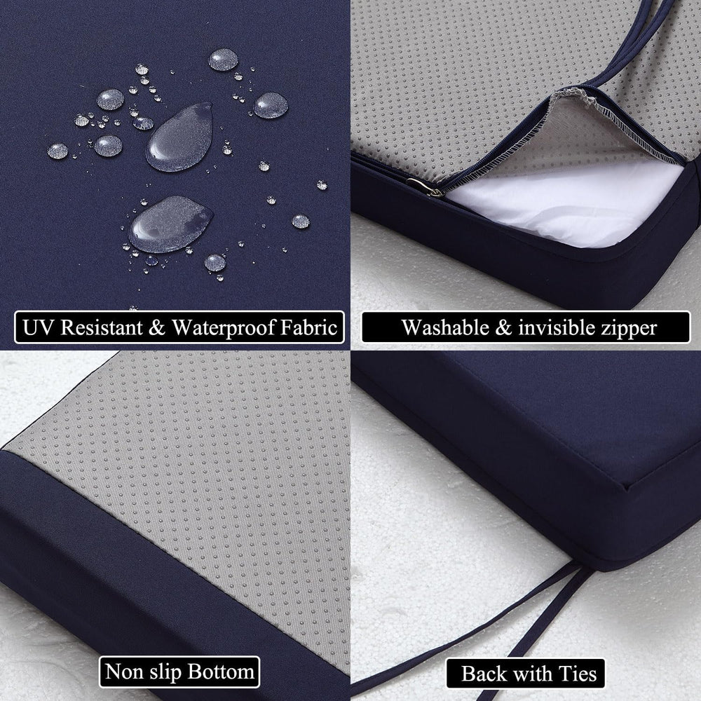 3 Piece Patio Furniture Cushions Replacement Waterproof Outdoor Chair and Ben...