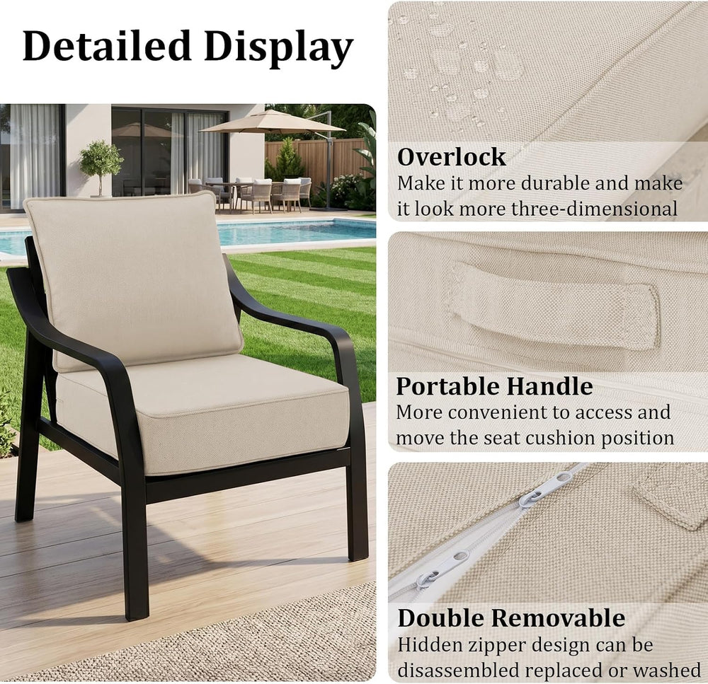 6" Thick Outdoor Chair Cushions, 24 x24 Inch Patio Furniture Cushions Se...