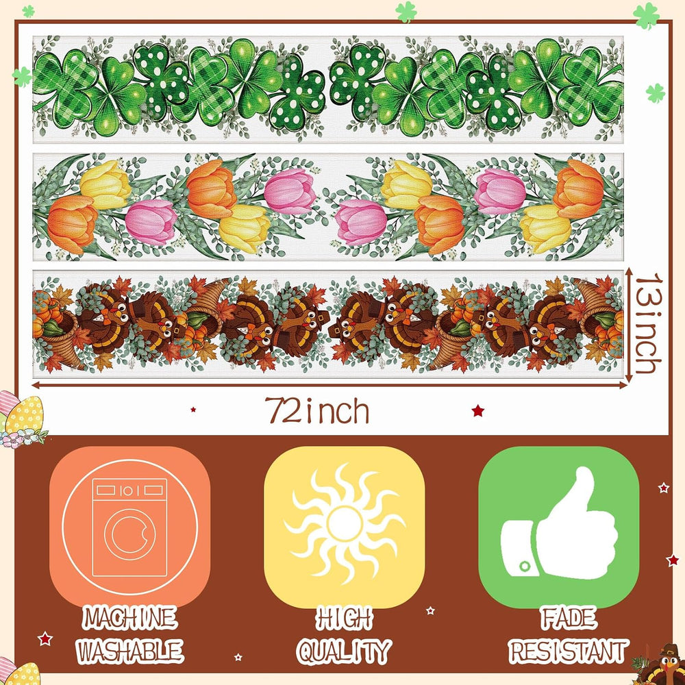 Honeydak 12 Pcs Holiday Table Runner Seasonal Farmhouse Table Decor 13 x 72 I...