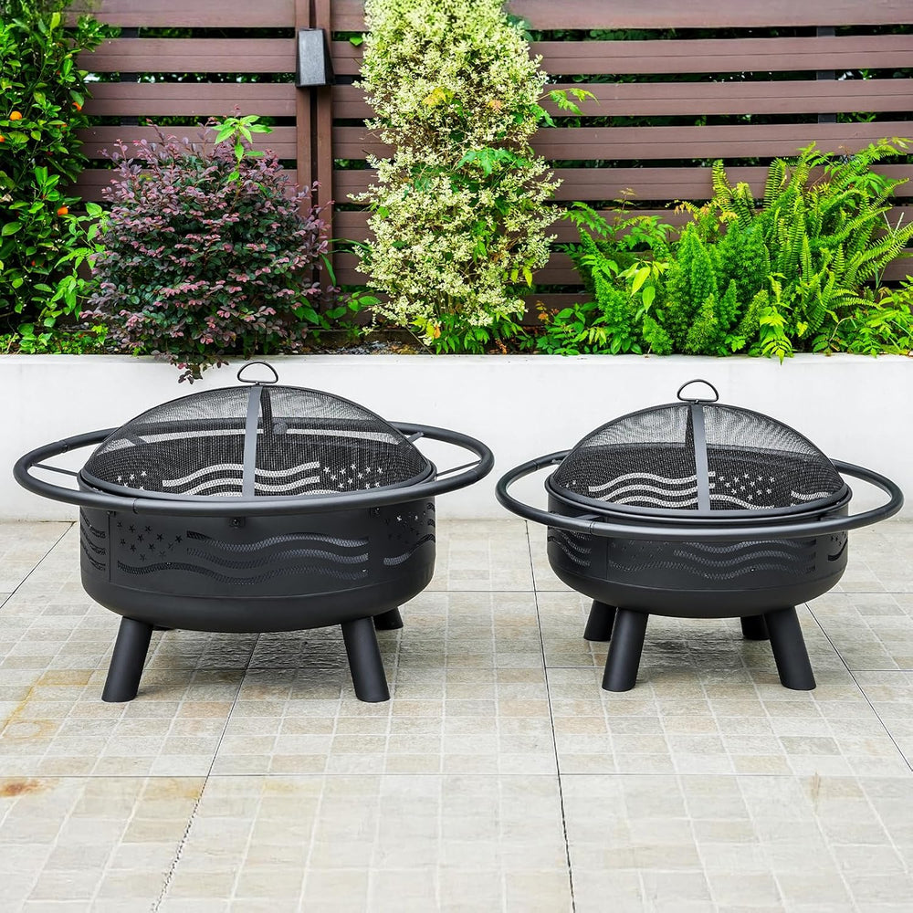 Breezz American Flag Wood-Burning Fire Pit, 38 in