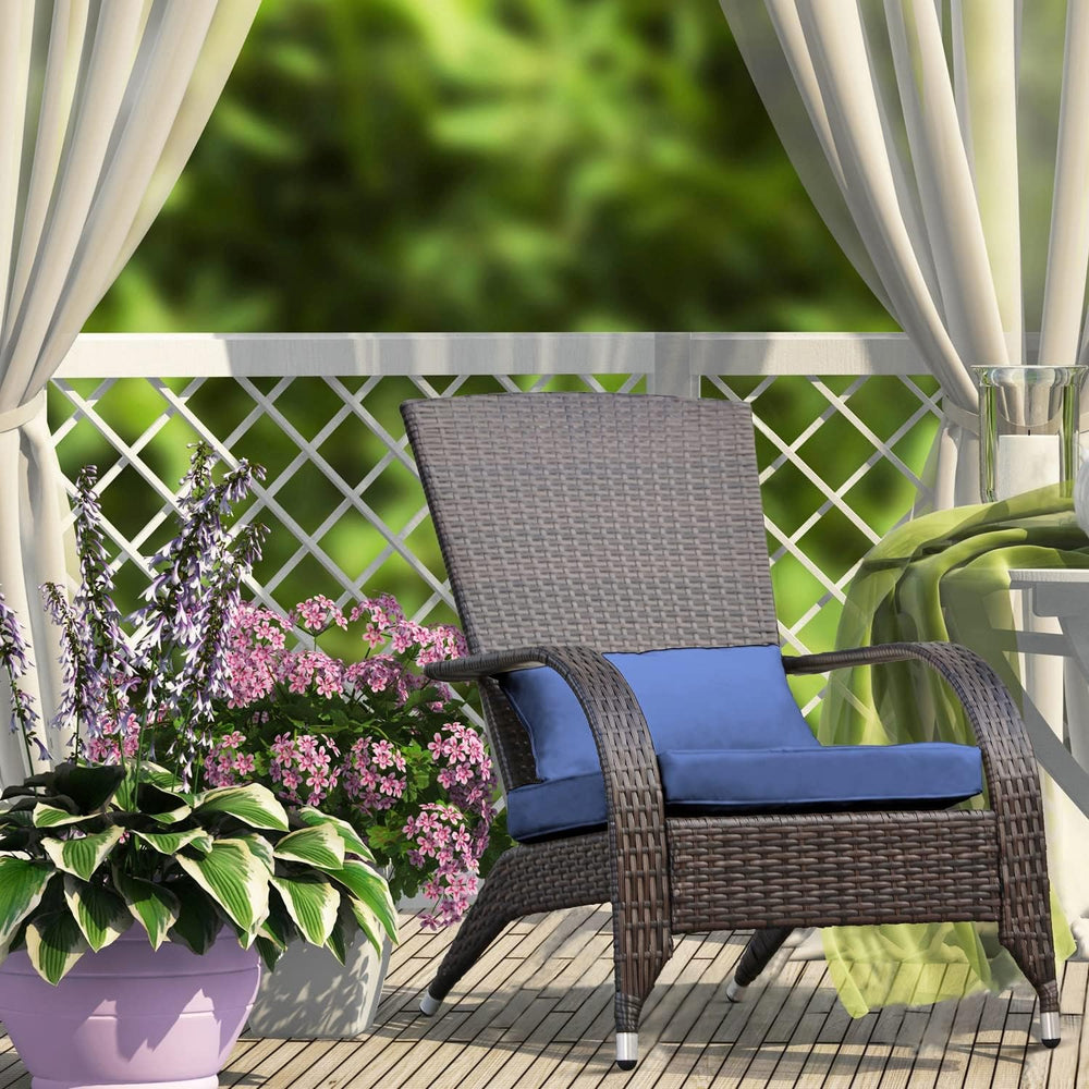 Outdoor Patio Wicker Adirondack Chair Outside Fire Pit Chairs Oversized Comfy...