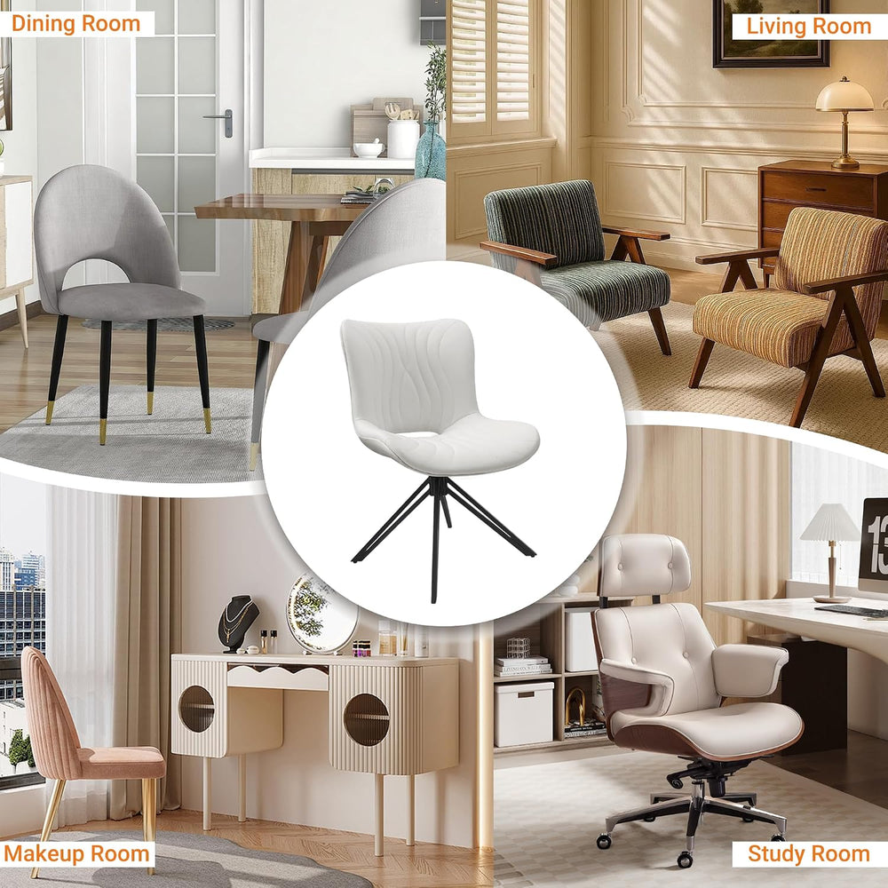Dining Chairs Set of 4, Faux Leather Upholstered Swivel Chairs White