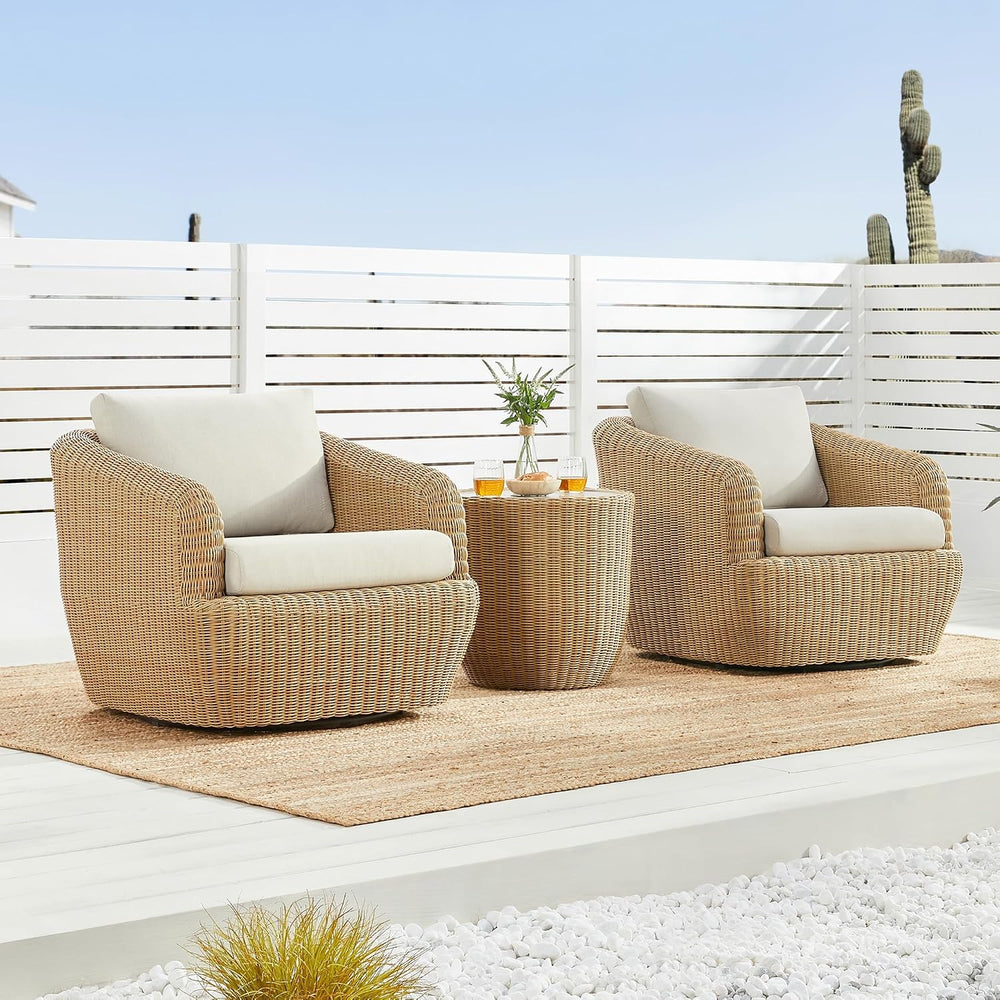 CHITA 3-Pieces Patio Wicker Bistro Set, Outdoor Furniture Set, Brown