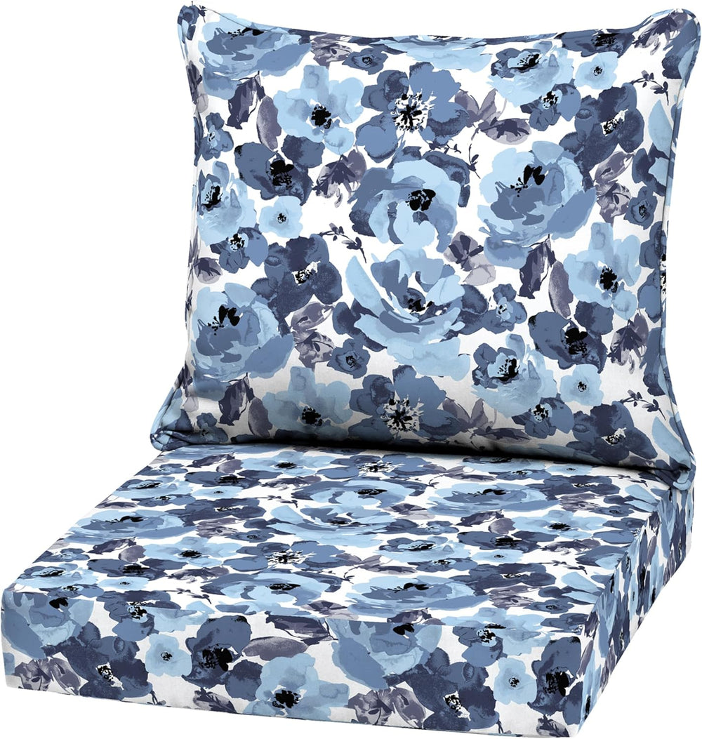 Arden Outdoor Deep Seat Cushion Set, 22x24, Blue Garden Floral