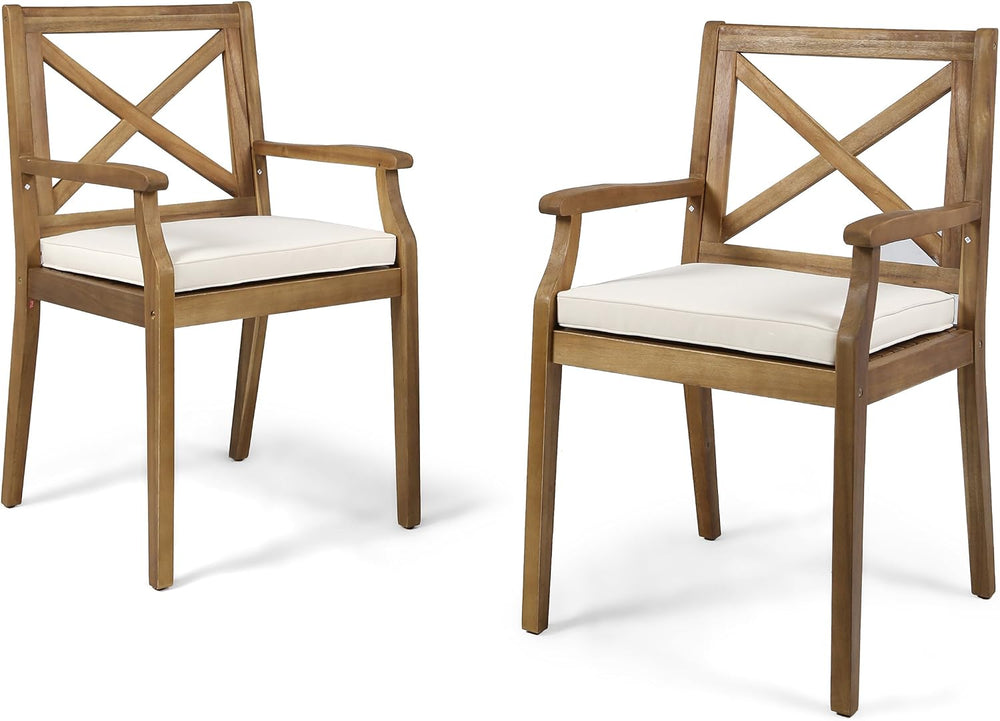 Christopher Knight Home Peter | Outdoor Acacia Wood Dining Chair Set of 2, Te...