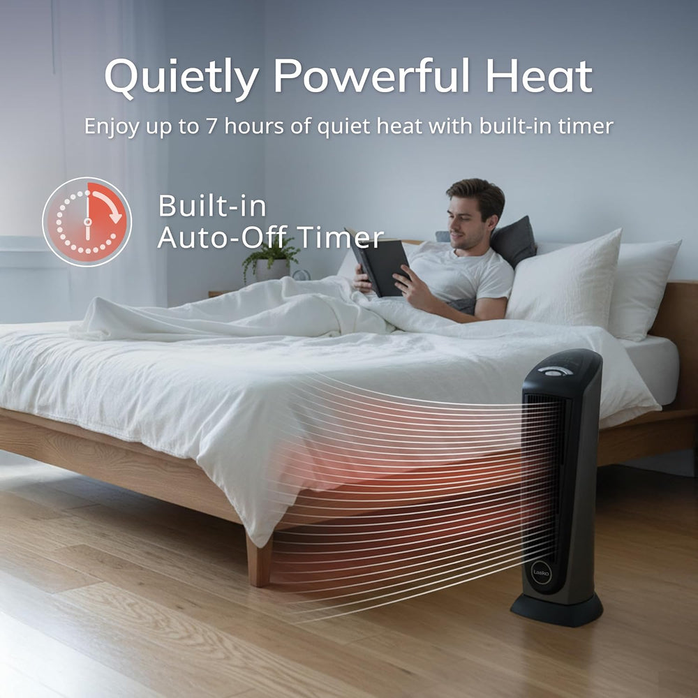 Lasko 1500W Ceramic Tower Space Heater with Remote, Thermostat, Timer & W...