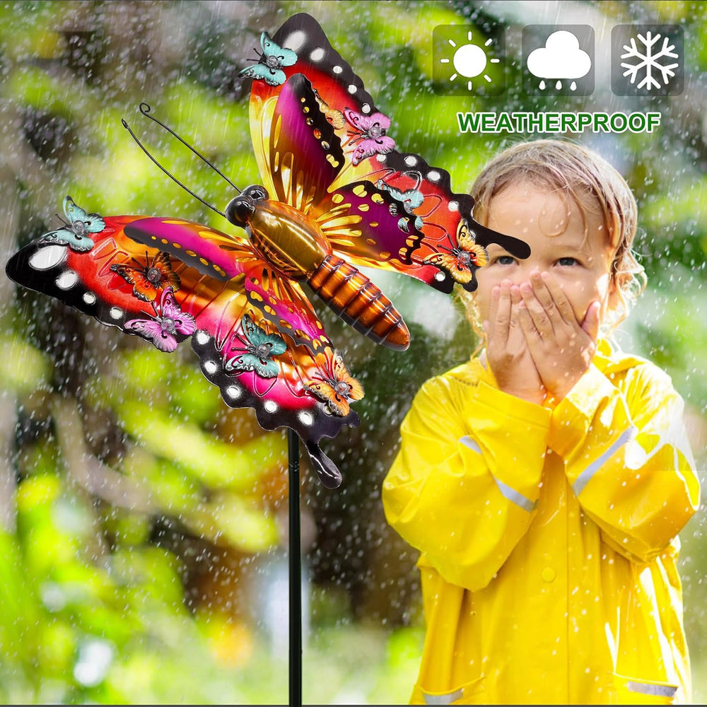 Solar Butterfly Lights Outdoor, Large 41" Metal Garden Decor Outdoor Lights