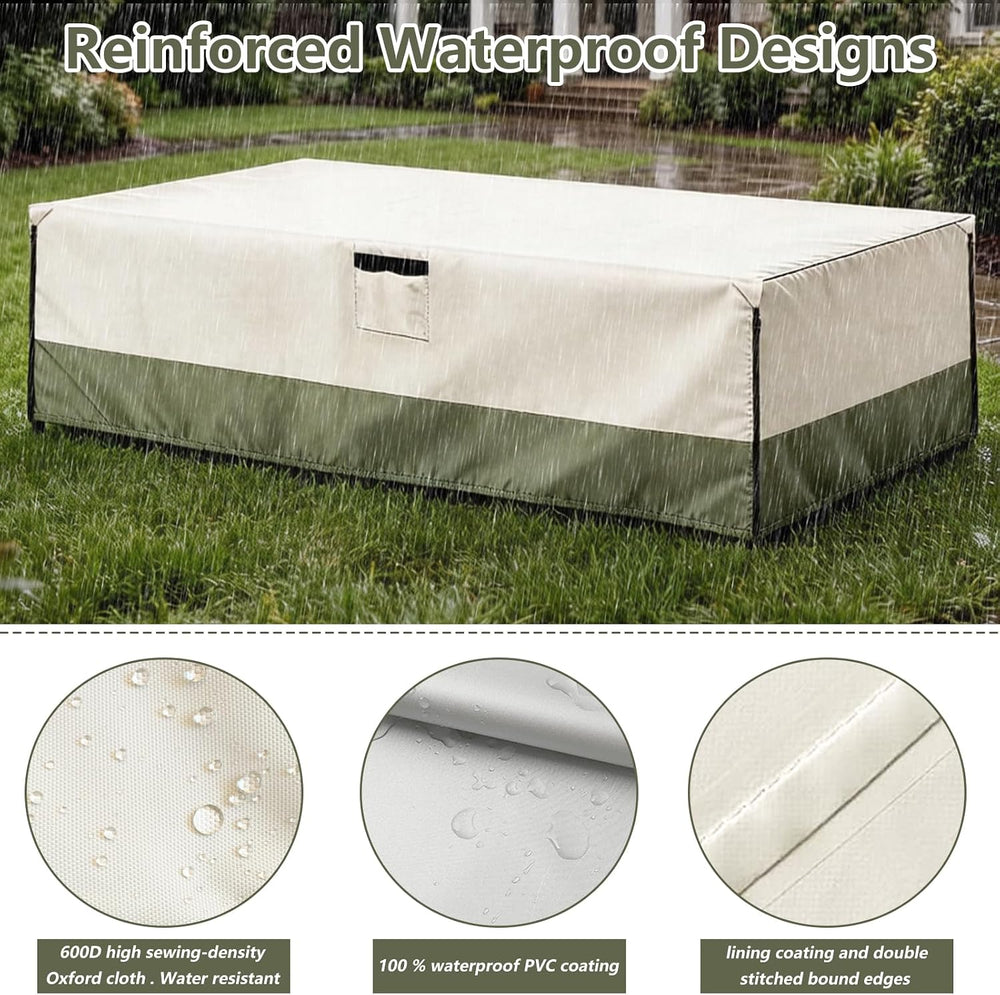 Bitubi Rectangular Patio Table Cover - Heavy Duty 600D Tough Canvas Waterproo...