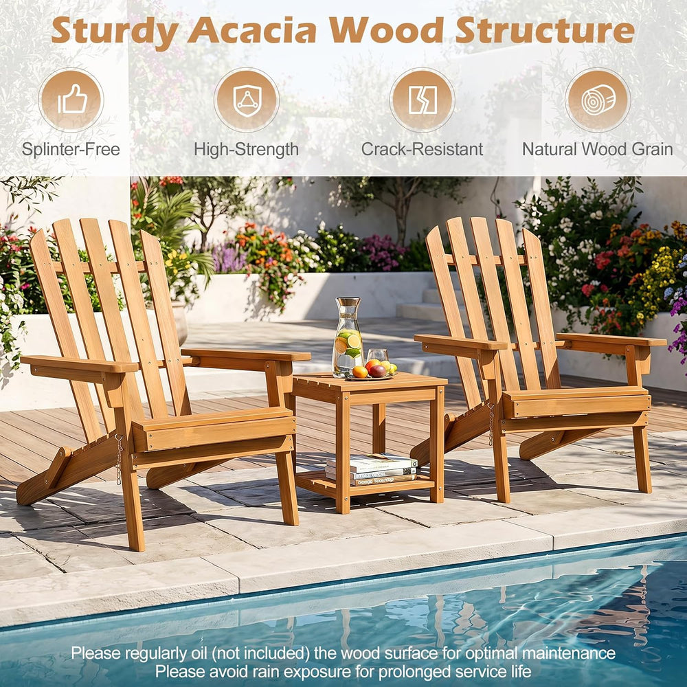 GIANTEX Wooden Adirondack Chair Set of 4 Outdoor Lounger Chair, Folding Adiro...