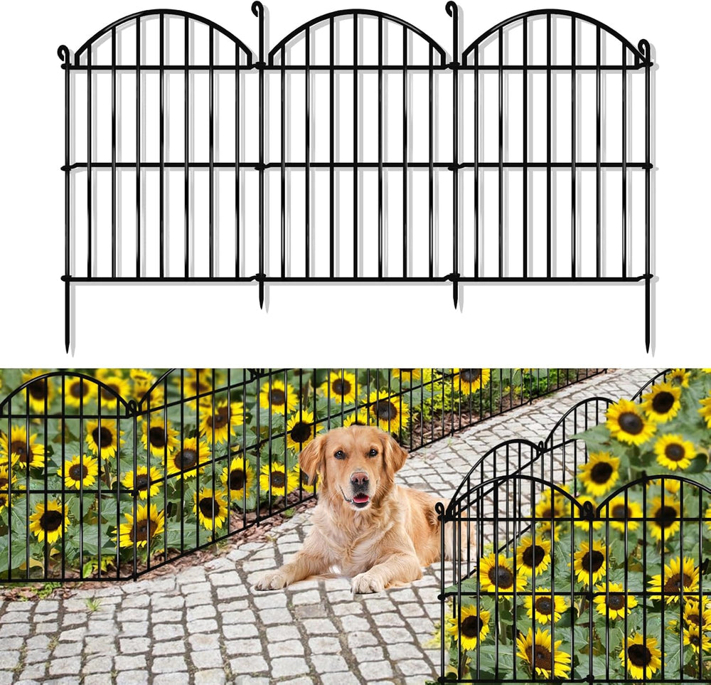 15 Panels Decorative Garden Fence, 15.94ft x 23in Animal Barrier Fencing Arch...