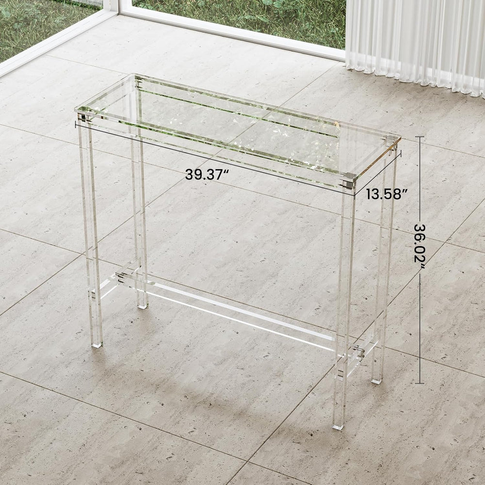 Sumerflos Acrylic Counter Height Table - 39" Clear Bar Table Rectangular...