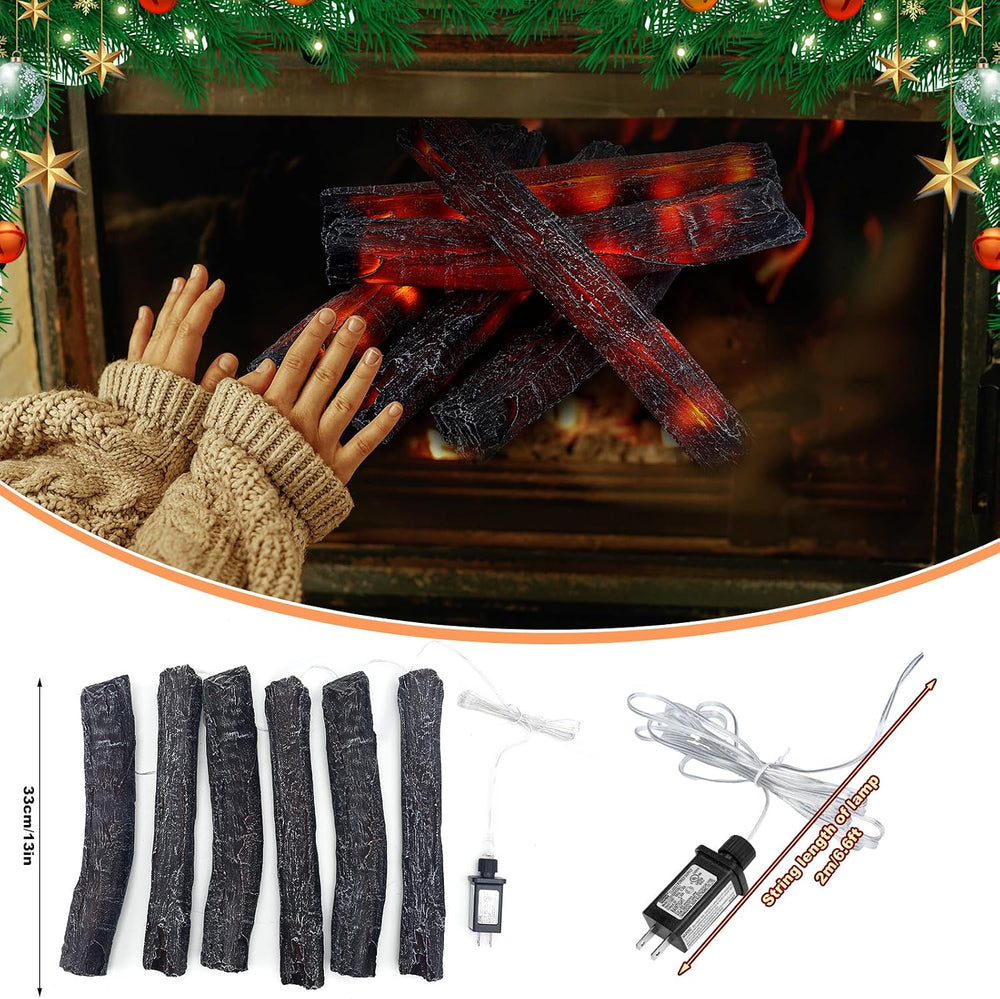 Tuanse 6 Pcs 13 in Christmas Fireplace Logs Flameless Fake Logs