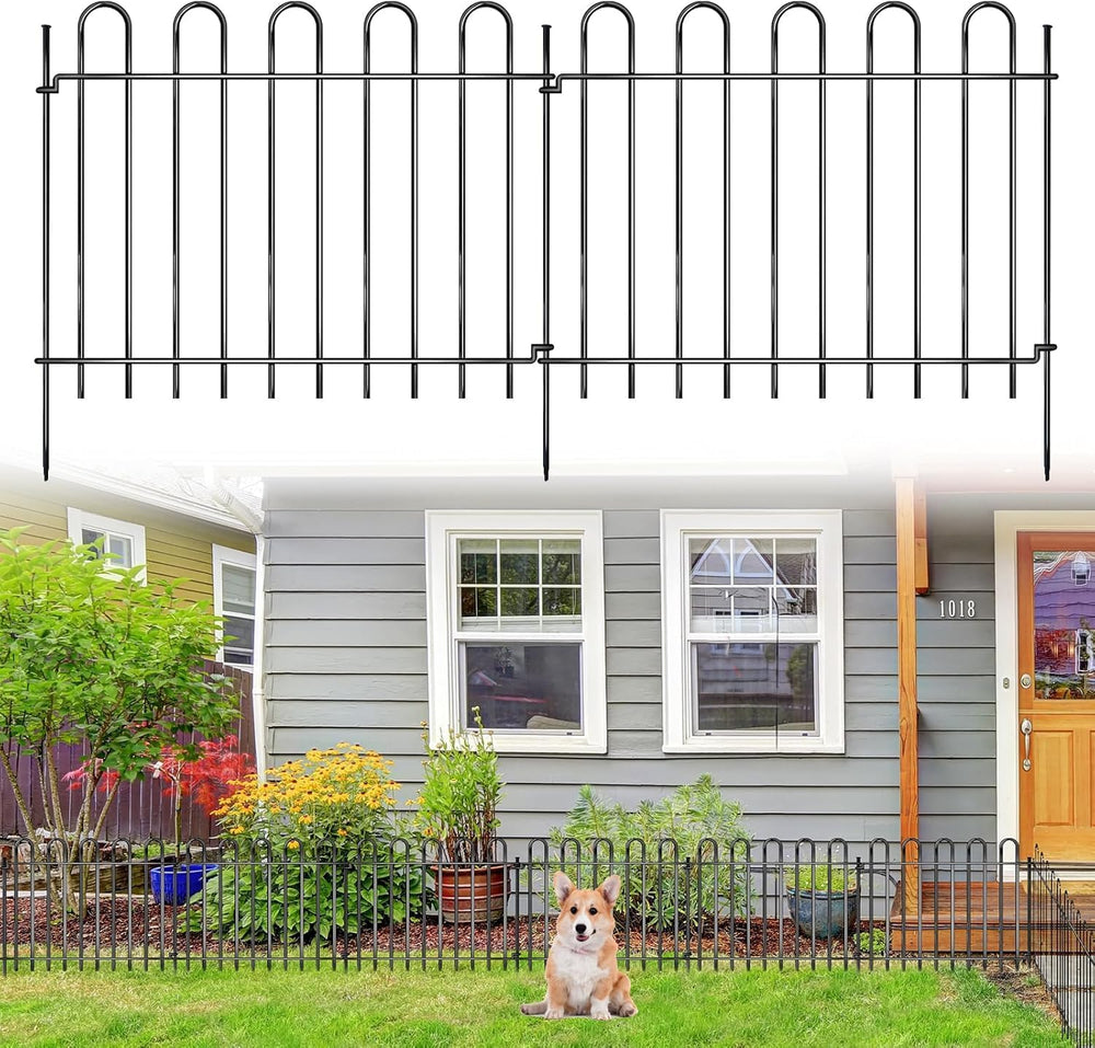 26 Panels Decorative Garden Fence, 37ft X 20in Rustproof Metal Animal Barrier...