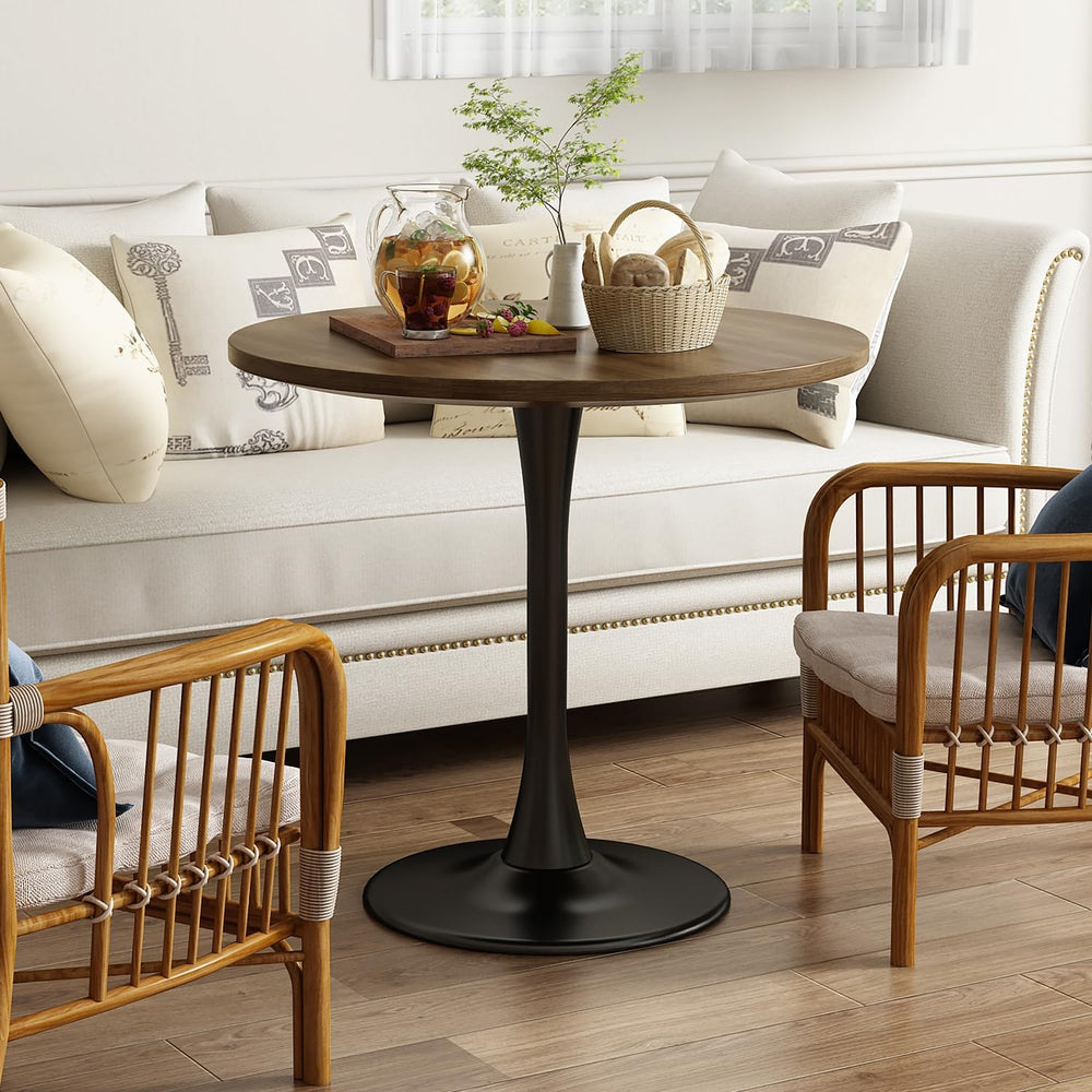 Round Dining Table 31.5" Circle Tulip Table for 4 People,Walnut