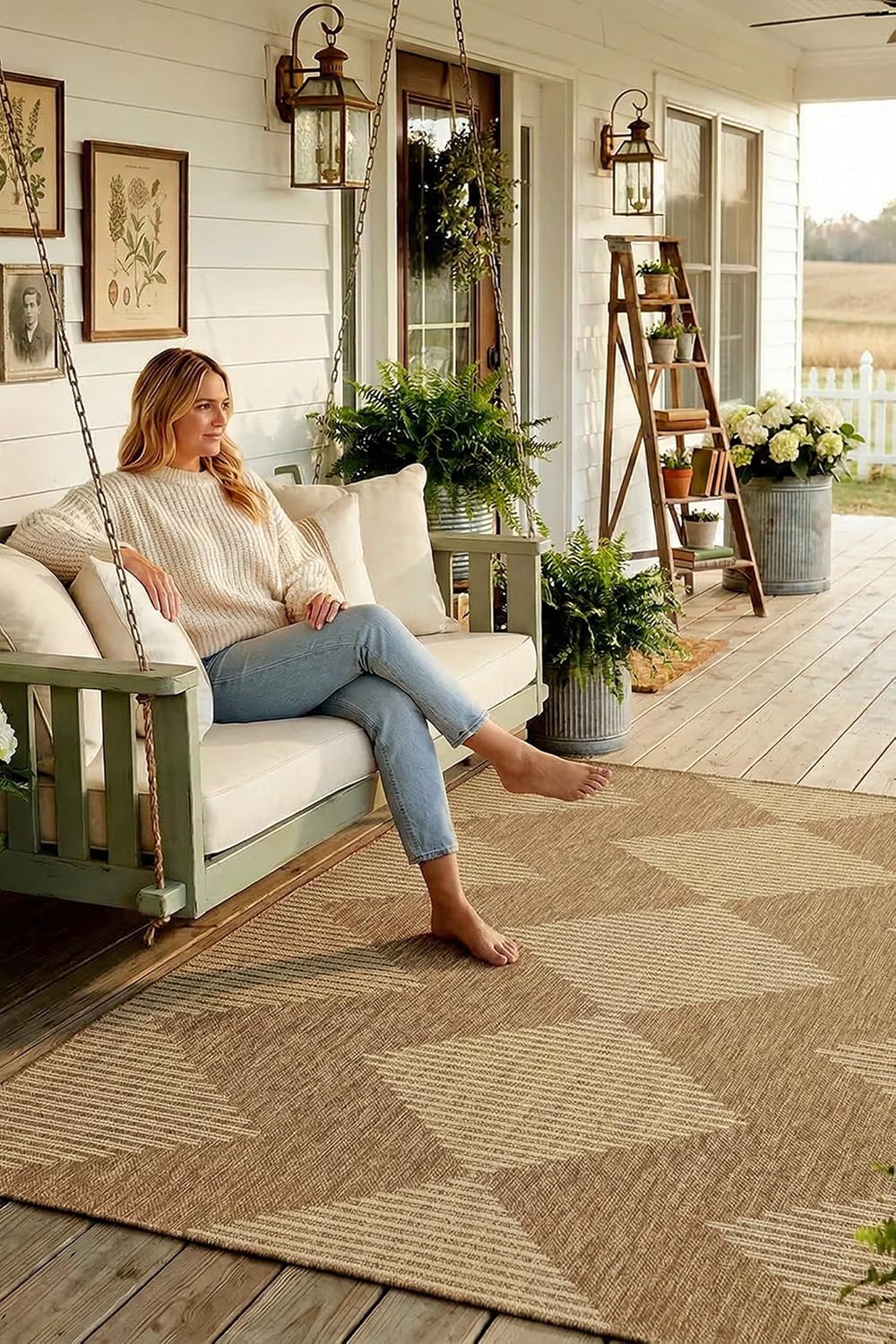 MontVoo-Outdoor Rug Carpet Patio Rug 4x6 ft Polypropylene Indoor Outdoor Rugs...
